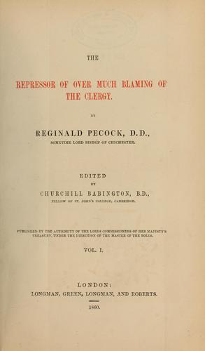 Cover for The repressor of over much blaming of the clergy