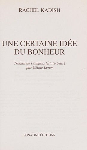 Cover for Une certaine idée du bonheur