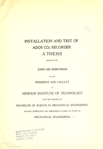 Cover for Installation and test of ados CO�b2�s recorder
