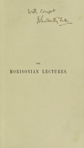 Cover for The Morisonian lectures : delivered before the Royal College of Physicians of Edinburgh, session 1874