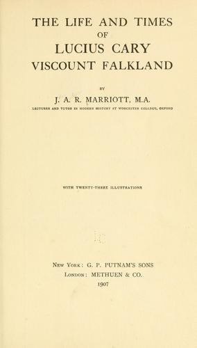 Cover for The life and times of Lucius Cary, Viscount Falkland