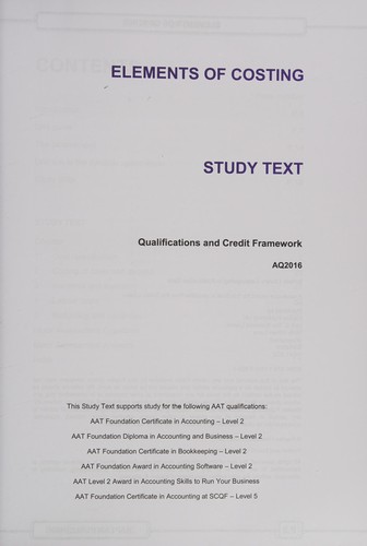 Cover for Elements of Costing - Study Text