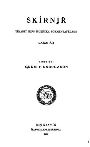Cover for Skírnir: ný tíðindi hins Íslenzka bókmentafélags