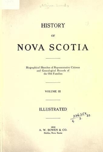 Cover for History of Nova Scotia.