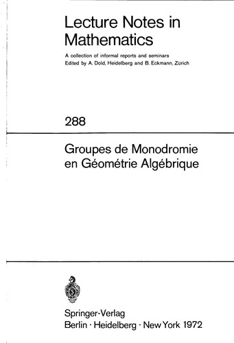 Cover for Groupes de monodromie en géométrie algébrique.