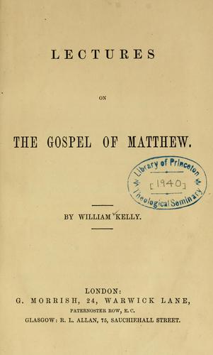 Cover for Lectures on the Gospel of Matthew