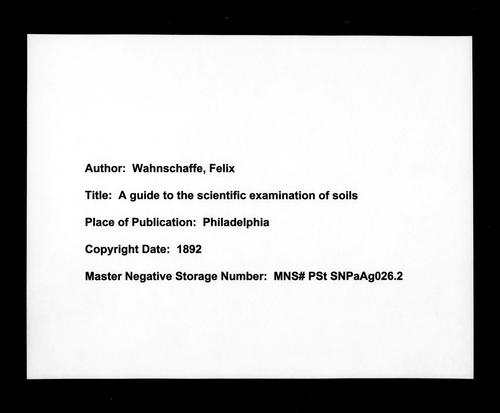 Cover for A guide to the scientific examination of soils