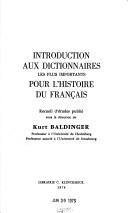 Cover for Introduction aux dictionnaires les plus importants pour l'histoire du français