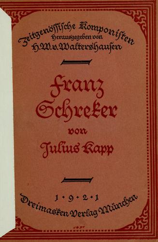 Cover for Franz Schreker
