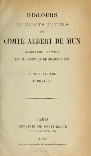 Cover for Discours du comte Albert de Mun