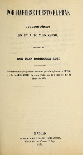 Cover for Por haberse puesto el frak