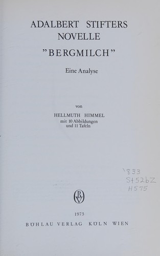 Cover for Adalbert Stifters Novelle "Bergmilch"