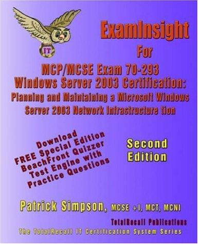 Cover for ExamInsight For MCP/MCSE Exam 70-293 Windows Server 2003 Certification
