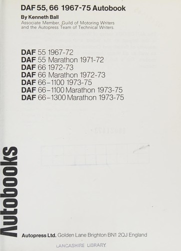 Cover for DAF 55, 66 1967-75 Autobook ...