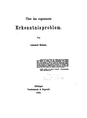 Cover for Über das sogenannte erkenntnisproblem.