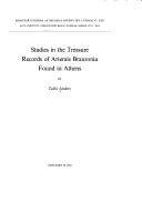 Cover for Studies in the treasure records of Artemis Brauronia found in Athens.