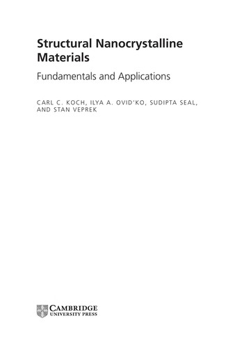 Cover for Structural nanocrystalline materials