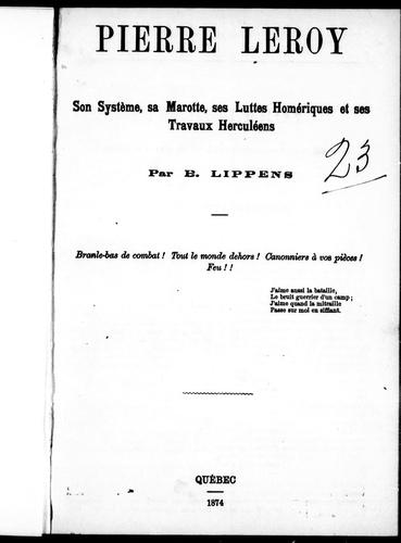 Cover for Pierre Leroy