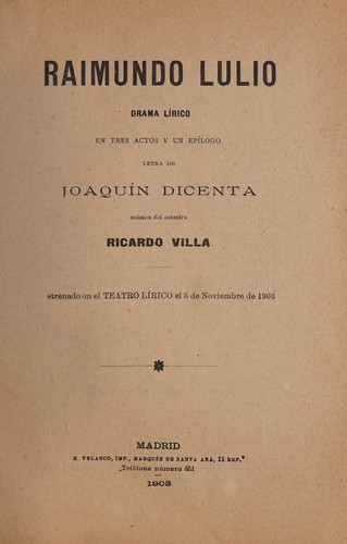 Cover for Raimundo Lulio