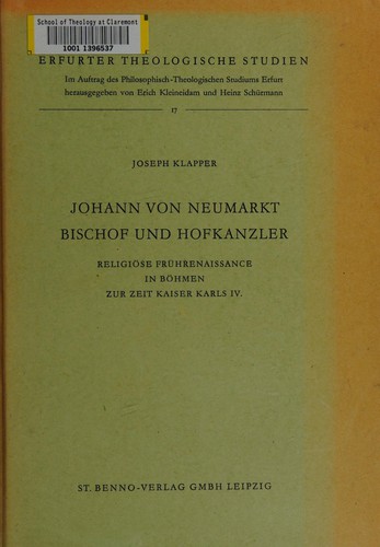 Cover for Johann von Neumarkt, Bischof und Hofkanzler
