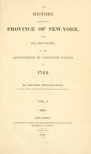 Cover for The history of the late province of New-York, from its discovery, to the appointment of Governor Colden, in 1762.