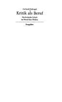 Cover for Kritik als Beruf
