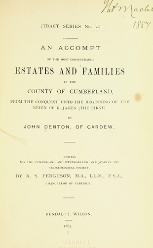 Cover for An accompt of the most considerable estates and families in the county of Cumberland