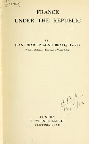 Cover for France under the Republic.