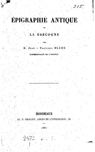 Cover for Épigraphie antique de la Gascogne