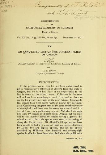 Cover for An annotated list of the Diptera (flies) of Oregon