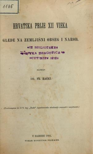 Cover for Hrvatska prije XII vieka