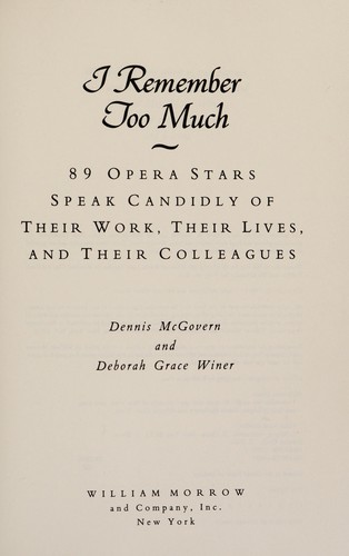 Cover for I remember too much