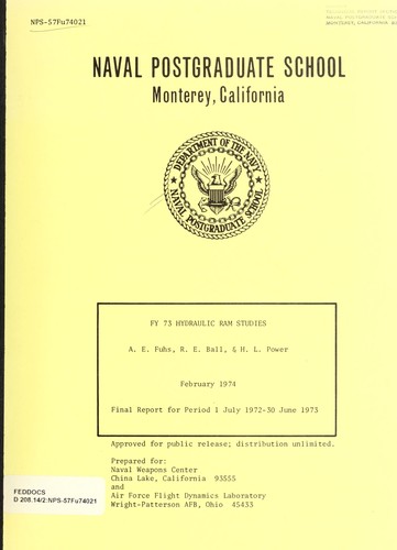 Cover for FY 73 Hydraulic ram studies