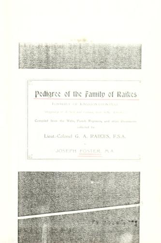 Cover for Pedigree of the family of Raikes