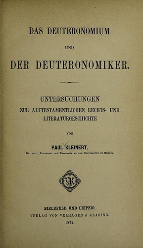 Cover for Das Deuteronomium und der Deuteronomiker
