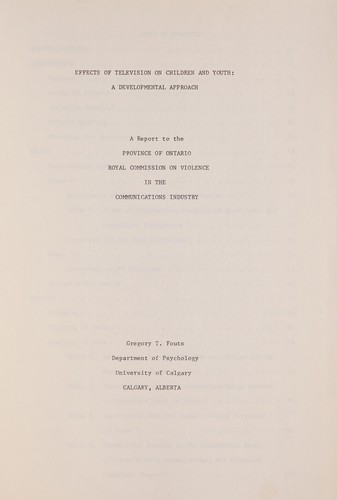 Cover for EFFECTS OF TELEVISION ON CHILDREN AND YOUTH