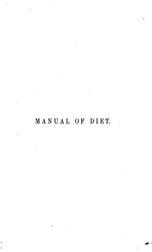 Cover for A Manual of Diet in Health and Disease