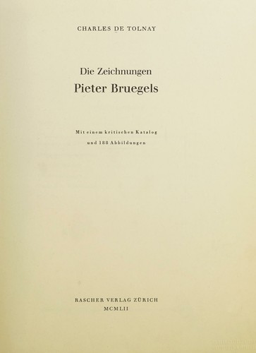 Cover for Die Zeichnungen Pieter Bruegels