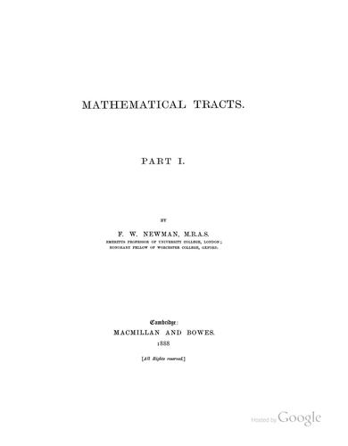 Cover for Mathematical Tracts ...