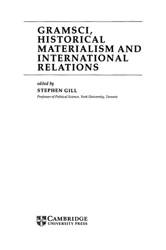 Cover for Gramsci, historical materialism and international relations