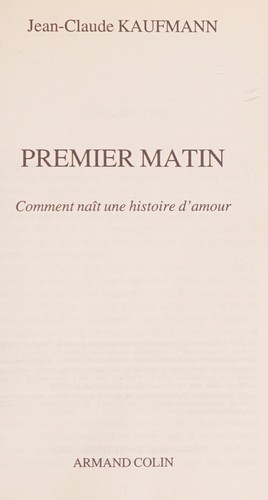 Cover for Premier matin (French Edition)