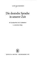 Cover for Die deutsche Sprache in unserer Zeit