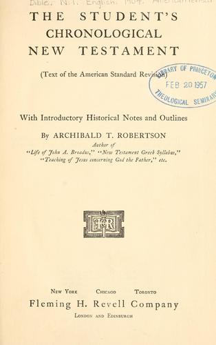 Cover for The student's chronological New Testament