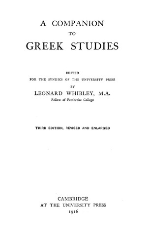 Cover for A companion to Greek studies