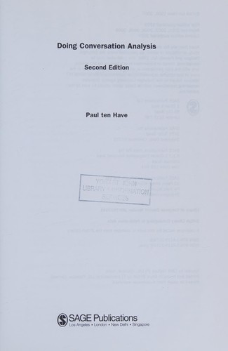 Cover for Doing conversation analysis