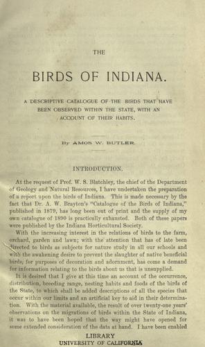 Cover for birds of Indiana.