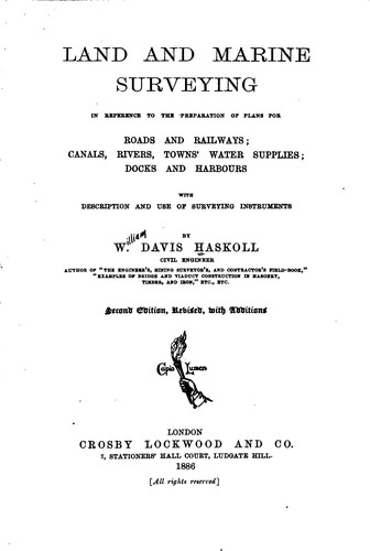 Cover for Land and Marine Surveying in Reference to the Preparation of Plans for Roads ...