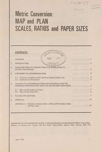 Cover for METRIC CONVERSION - MAP AND PLAN, SCALES, RATION AND PAPER SIZES