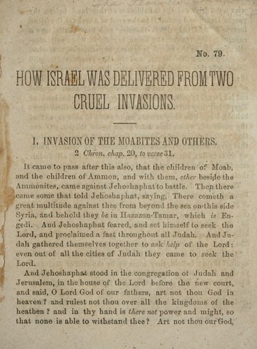 Cover for How Israel was delivered from two cruel invasions. The captain of salvation