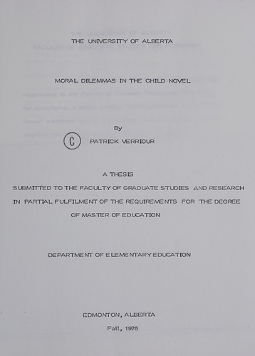 Cover for Moral dilemmas in the child novel